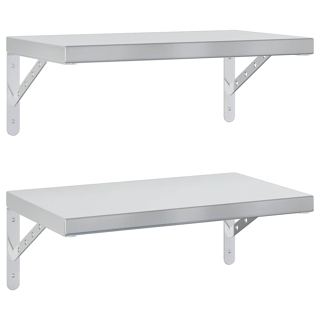 Mensole a Muro 2 pz 50x30 cm Argento in Acciaio Inossidabile | homemem39
