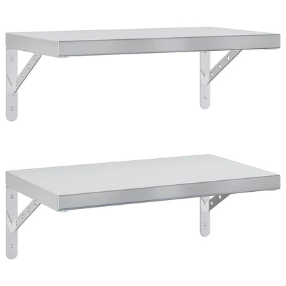 Mensole a Muro 2 pz 50x30 cm Argento in Acciaio Inossidabile | homemem39