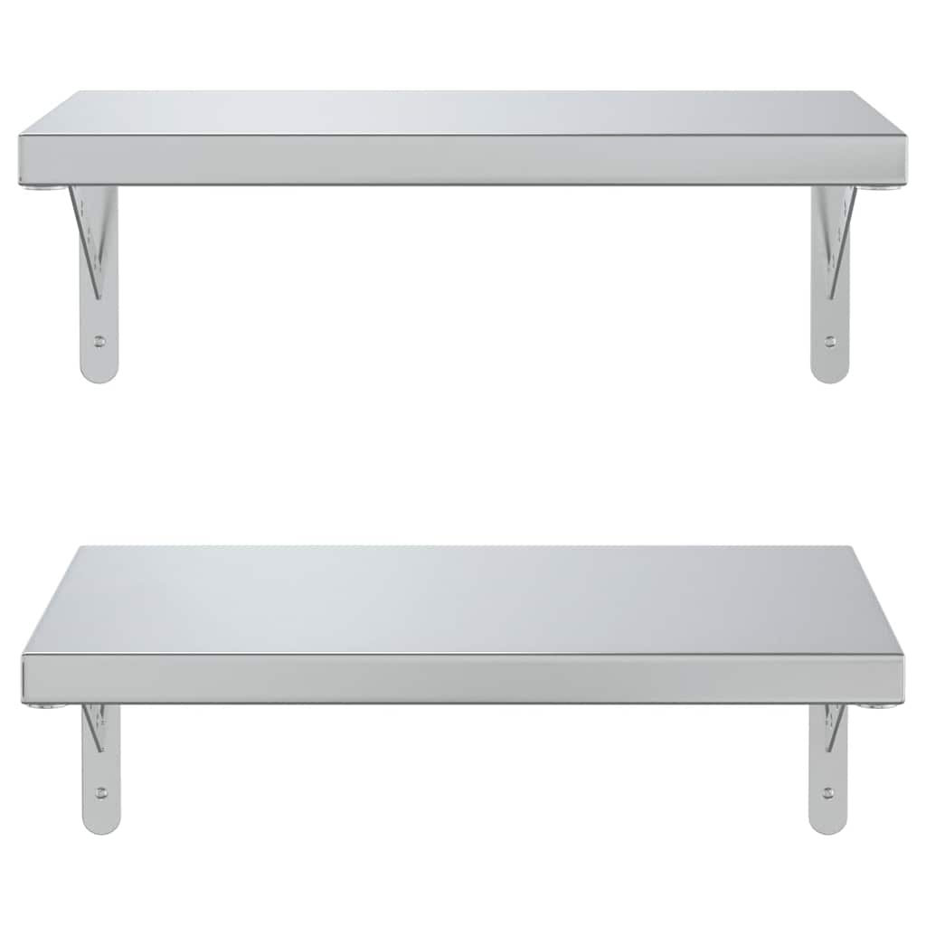 Mensole a Muro 2 pz 50x30 cm Argento in Acciaio Inossidabile | homemem39