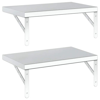 Mensole a Muro 2 pz 50x30 cm Argento in Acciaio Inossidabile | homemem39