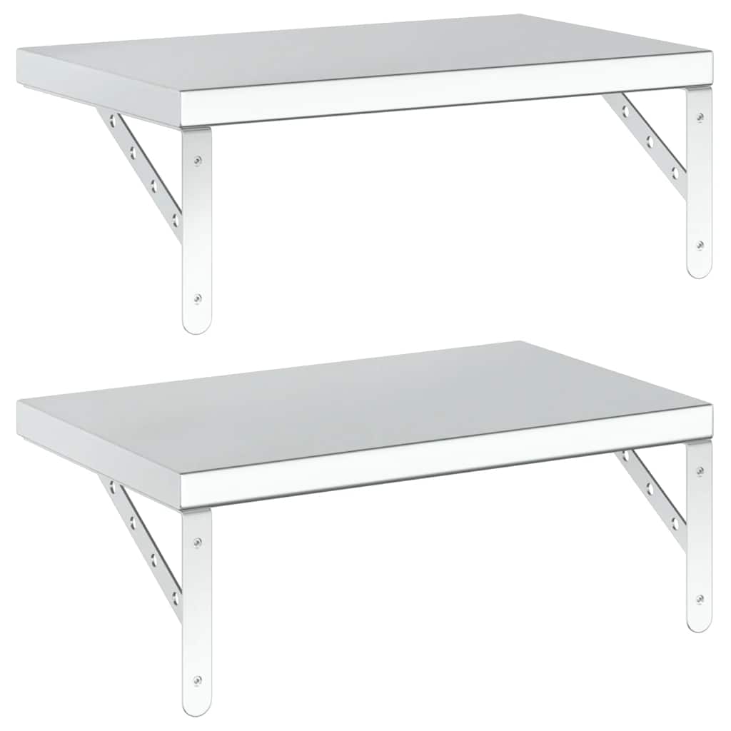 Mensole a Muro 2 pz 50x30 cm Argento in Acciaio Inossidabile