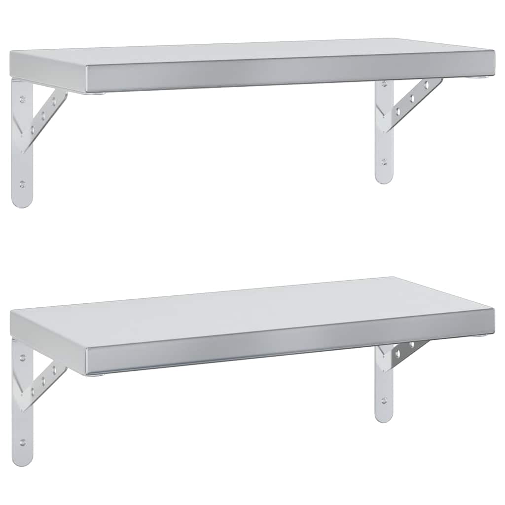 Mensole a Muro 2 pz 50x23,5 cm Argento in Acciaio Inossidabile | homemem39