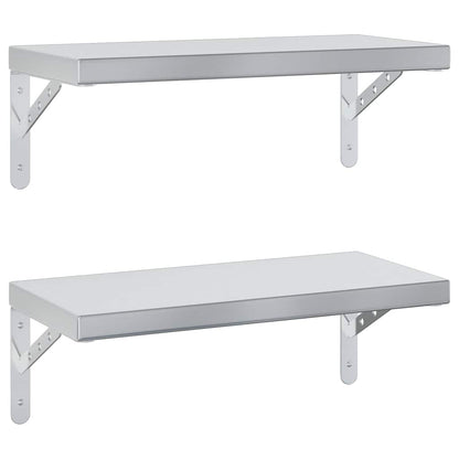 Mensole a Muro 2 pz 50x23,5 cm Argento in Acciaio Inossidabile | homemem39
