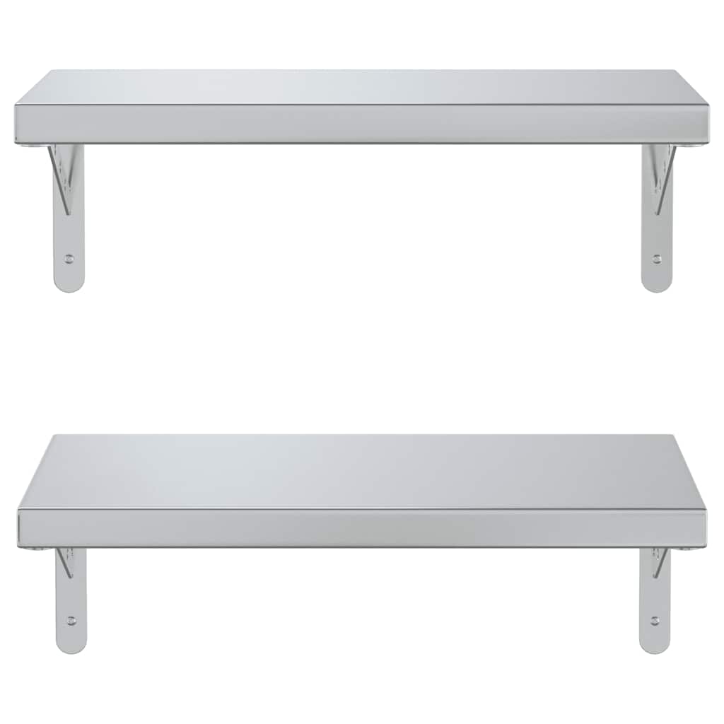 Mensole a Muro 2 pz 50x23,5 cm Argento in Acciaio Inossidabile | homemem39