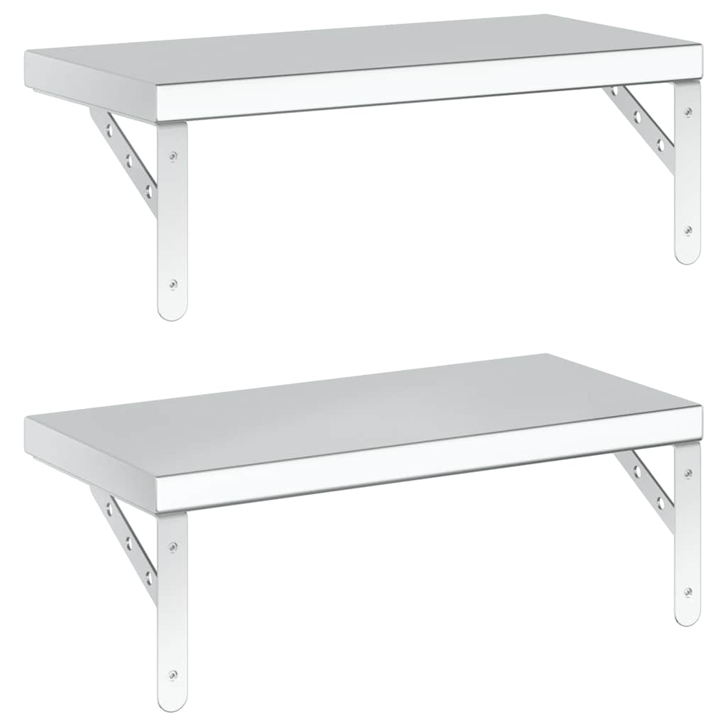 Mensole a Muro 2 pz 50x23,5 cm Argento in Acciaio Inossidabile