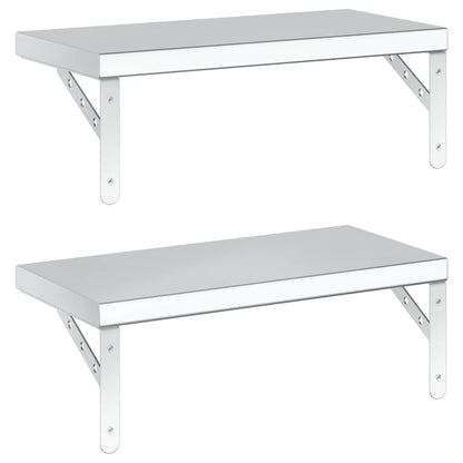 Mensole a Muro 2 pz 50x23,5 cm Argento in Acciaio Inossidabile