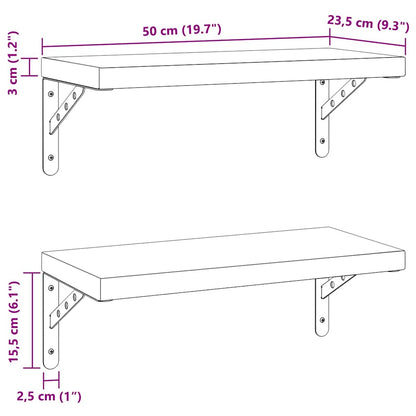 Mensole a Muro 2 pz 50x23,5 cm Argento in Acciaio Inossidabile