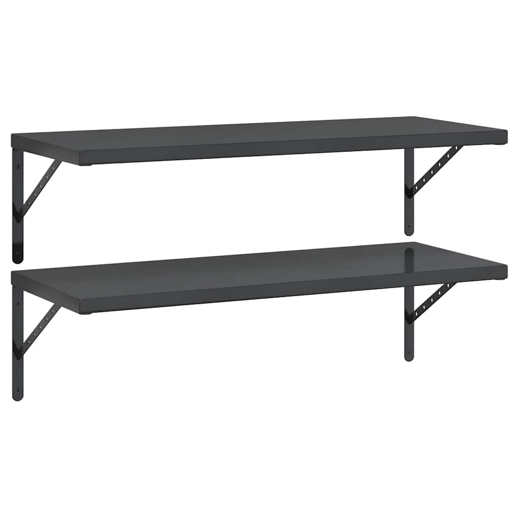 Mensole a Muro 2 pz 100x40 cm Nero in Acciaio Inossidabile | homemem39
