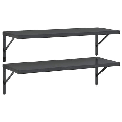 Mensole a Muro 2 pz 100x40 cm Nero in Acciaio Inossidabile | homemem39