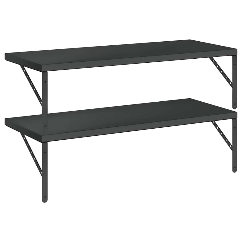 Mensole a Muro 2 pz 100x40 cm Nero in Acciaio Inossidabile | homemem39