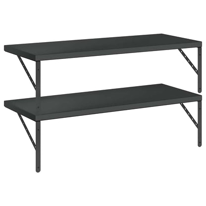 Mensole a Muro 2 pz 100x40 cm Nero in Acciaio Inossidabile | homemem39