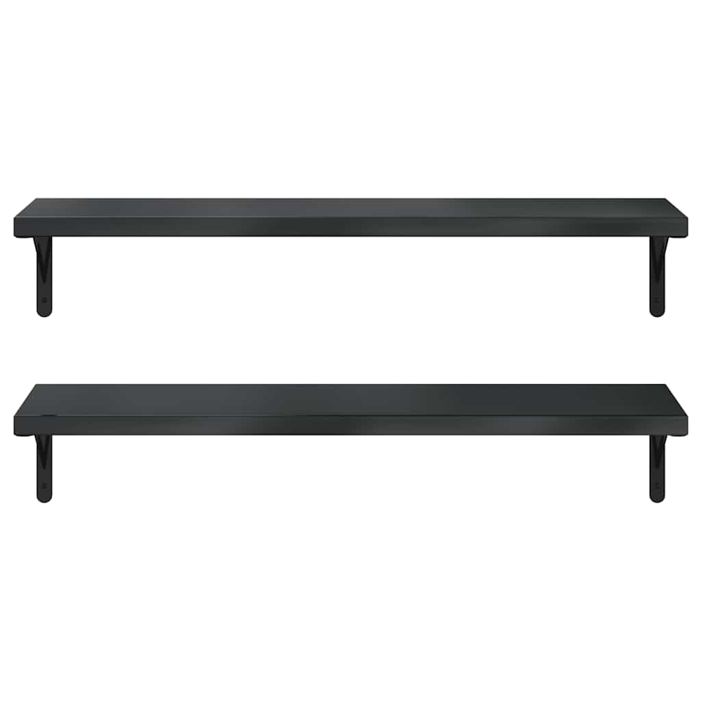 Mensole a Muro 2 pz 100x30 cm Nero in Acciaio Inossidabile | homemem39