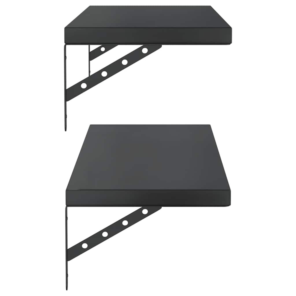 Mensole a Muro 2 pz 100x30 cm Nero in Acciaio Inossidabile