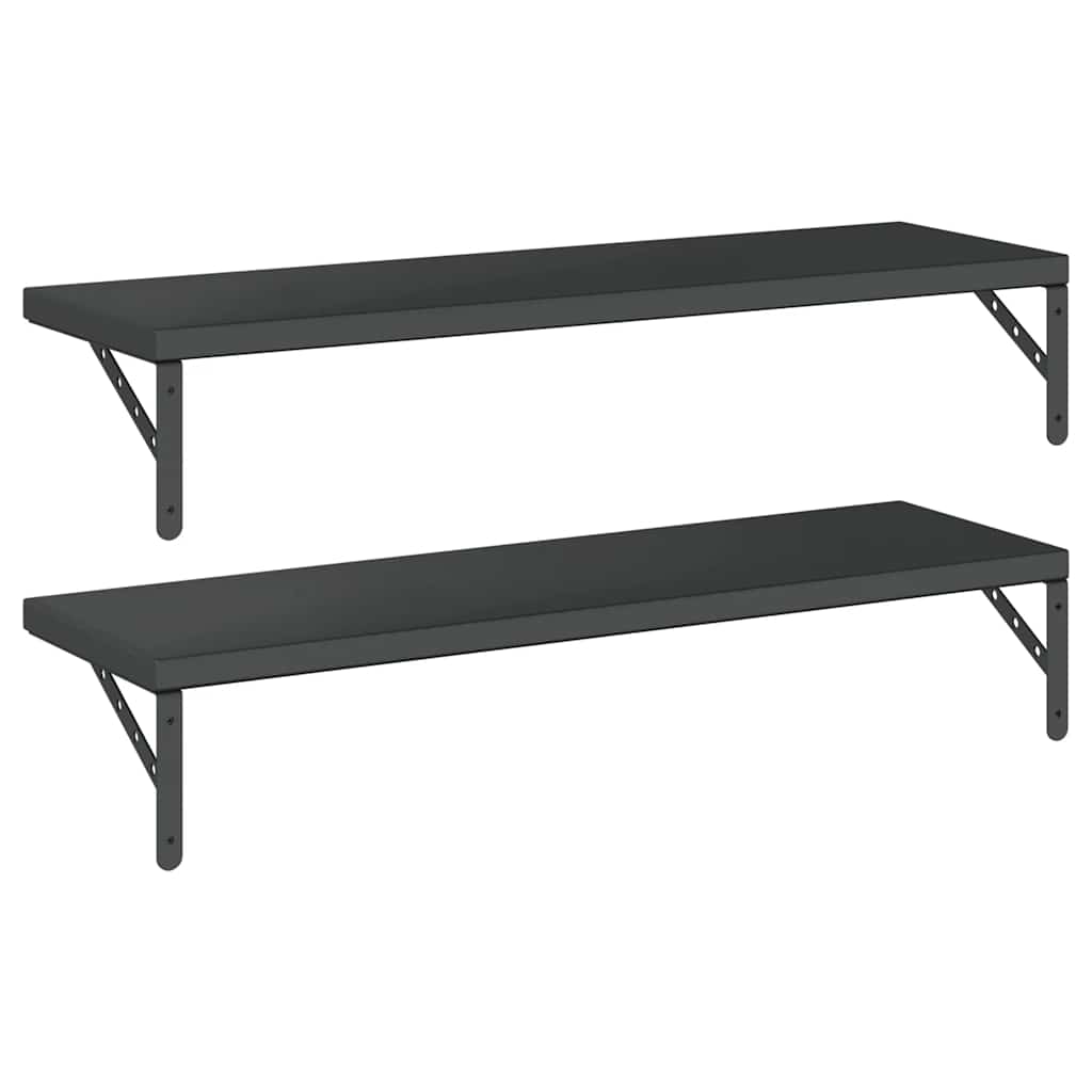 Mensole a Muro 2 pz 100x30 cm Nero in Acciaio Inossidabile