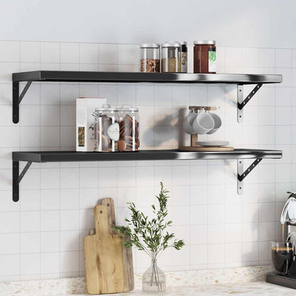 Mensole a Muro 2 pz 100x30 cm Nero in Acciaio Inossidabile | homemem39