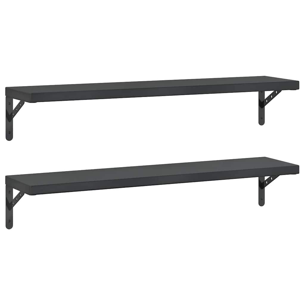 Mensole a Muro 2 pz 100x23,5 cm Nero in Acciaio Inossidabile | homemem39