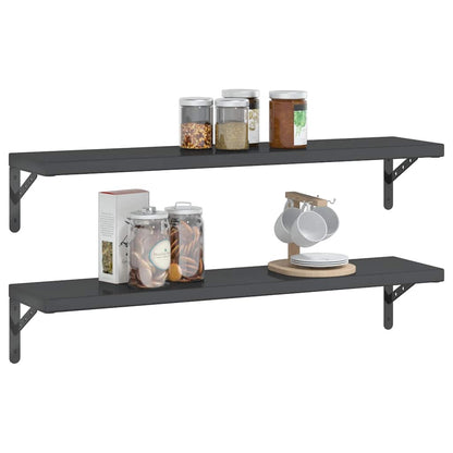 Mensole a Muro 2 pz 100x23,5 cm Nero in Acciaio Inossidabile