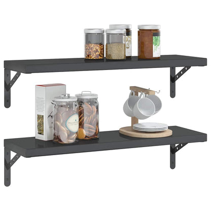 Mensole a Muro 2 pz 75x23,5 cm Nero in Acciaio Inossidabile