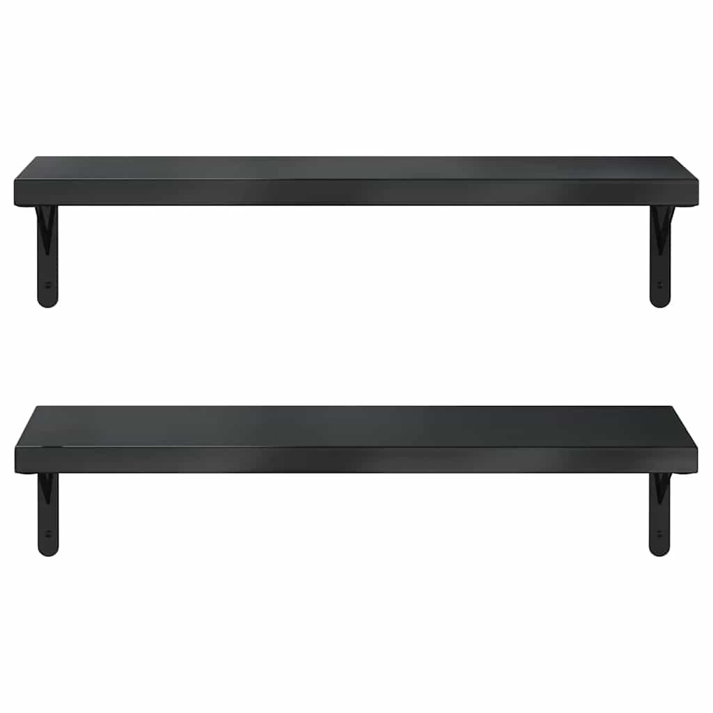Mensole a Muro 2 pz 75x23,5 cm Nero in Acciaio Inossidabile | homemem39