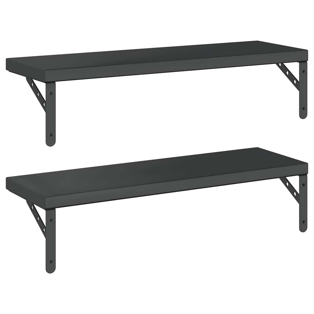 Mensole a Muro 2 pz 75x23,5 cm Nero in Acciaio Inossidabile | homemem39