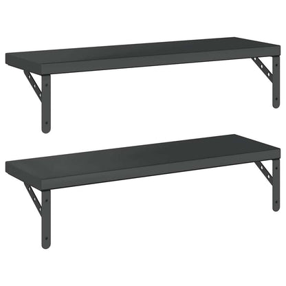 Mensole a Muro 2 pz 75x23,5 cm Nero in Acciaio Inossidabile | homemem39