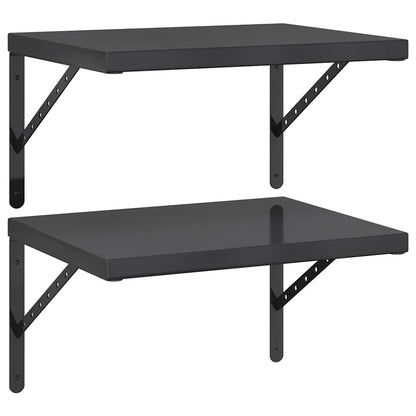 Mensole a Muro 2 pz 50x40 cm Nero in Acciaio Inossidabile