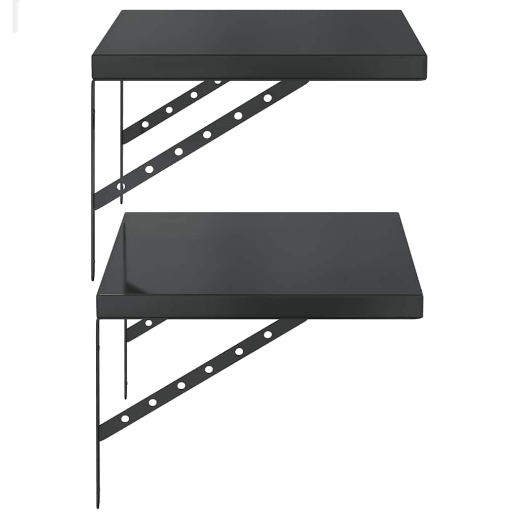 Mensole a Muro 2 pz 50x40 cm Nero in Acciaio Inossidabile