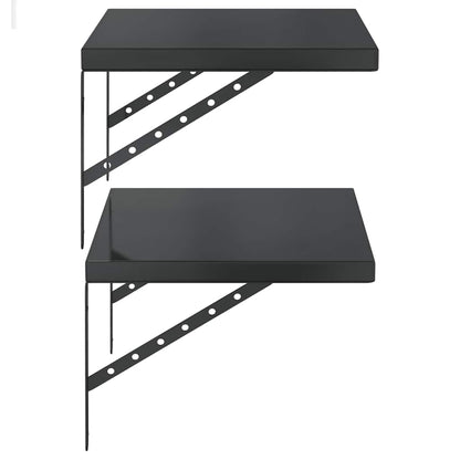 Mensole a Muro 2 pz 50x40 cm Nero in Acciaio Inossidabile