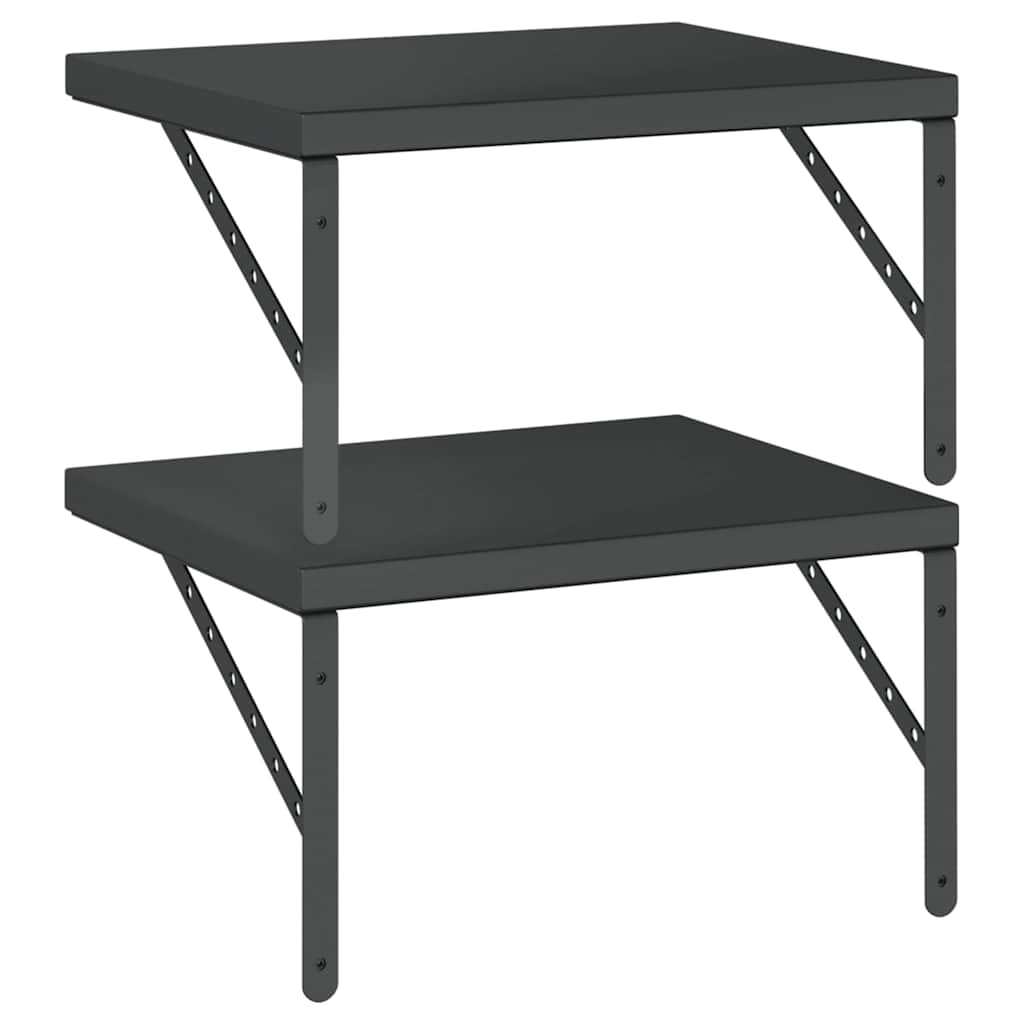 Mensole a Muro 2 pz 50x40 cm Nero in Acciaio Inossidabile