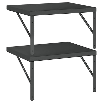 Mensole a Muro 2 pz 50x40 cm Nero in Acciaio Inossidabile