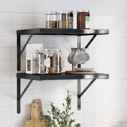 Mensole a Muro 2 pz 50x40 cm Nero in Acciaio Inossidabile | homemem39