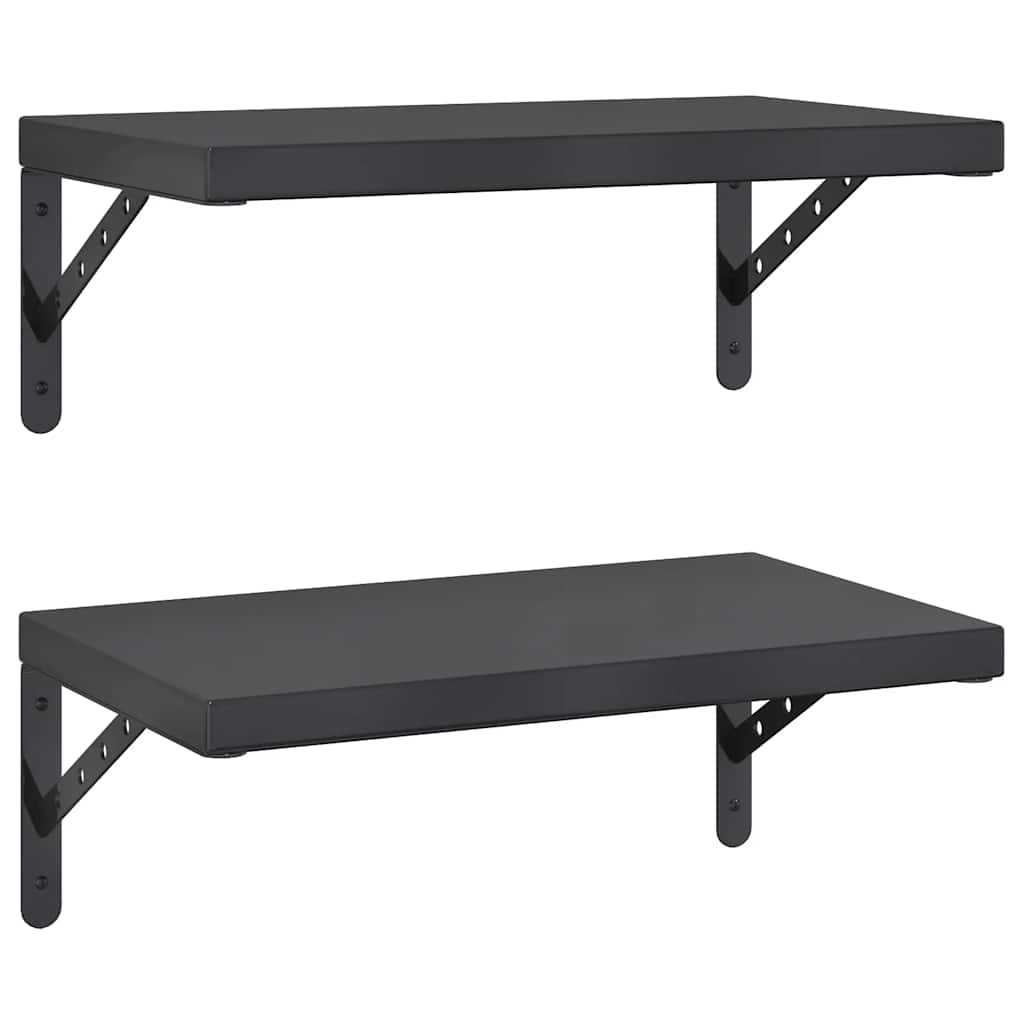 Mensole a Muro 2 pz 50x30 cm Nero in Acciaio Inossidabile | homemem39