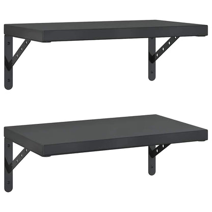 Mensole a Muro 2 pz 50x30 cm Nero in Acciaio Inossidabile | homemem39