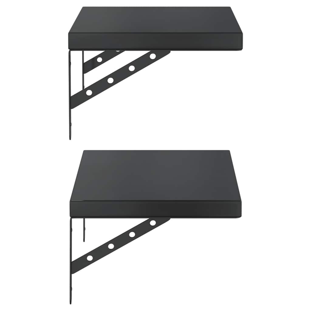 Mensole a Muro 2 pz 50x30 cm Nero in Acciaio Inossidabile | homemem39