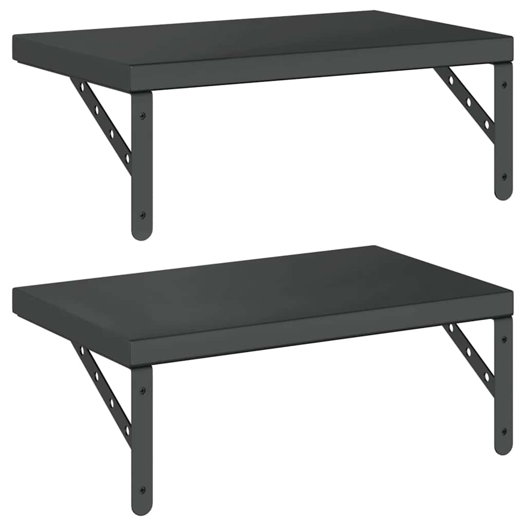 Mensole a Muro 2 pz 50x30 cm Nero in Acciaio Inossidabile | homemem39