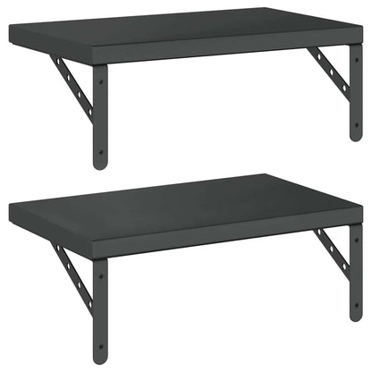 Mensole a Muro 2 pz 50x30 cm Nero in Acciaio Inossidabile | homemem39