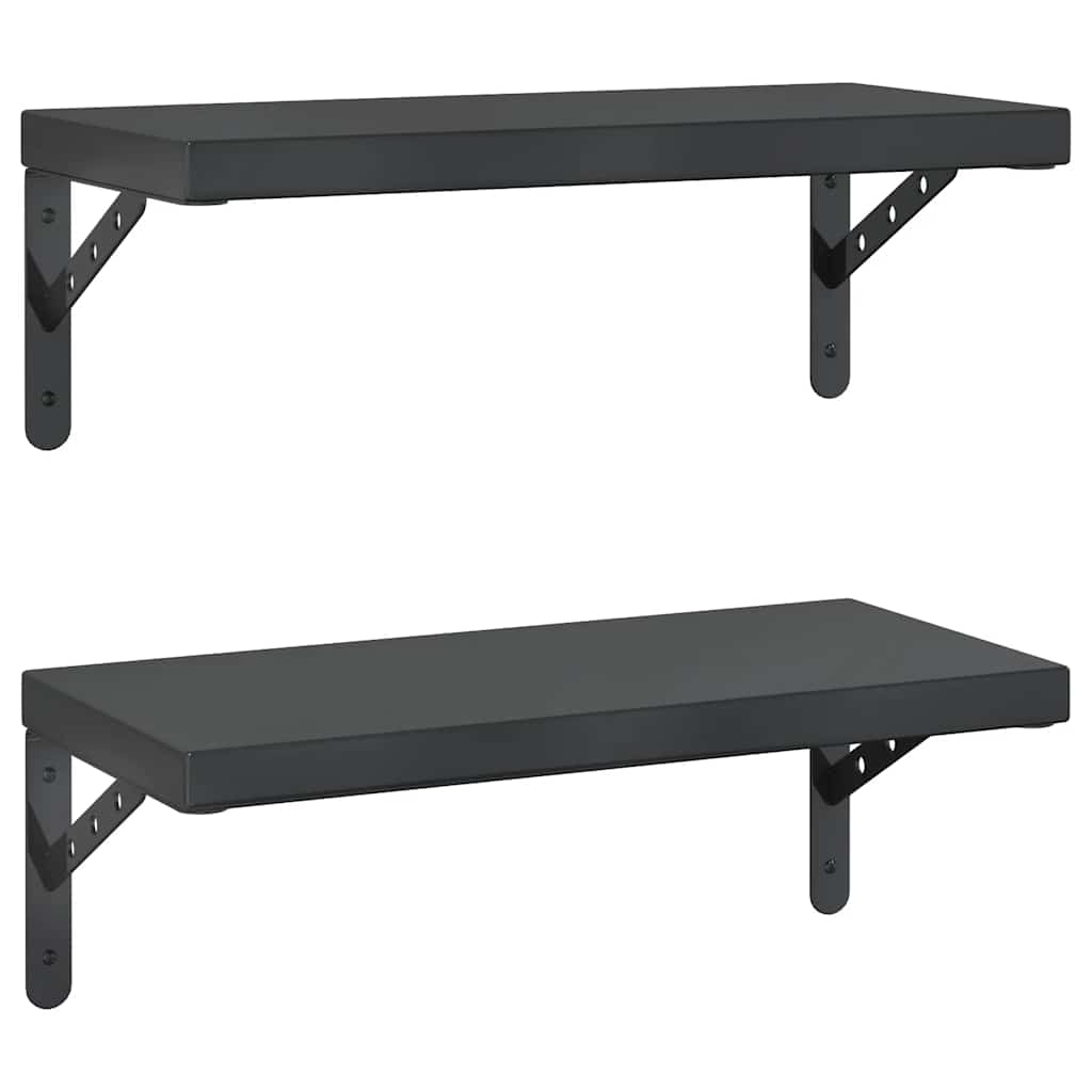 Mensole a Muro 2 pz 50x23,5 cm Nero in Acciaio Inossidabile | homemem39