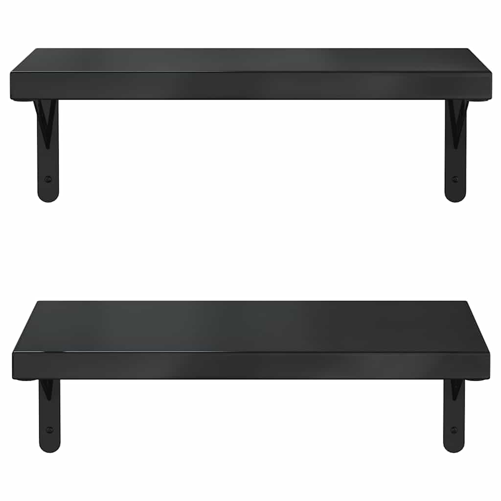 Mensole a Muro 2 pz 50x23,5 cm Nero in Acciaio Inossidabile | homemem39