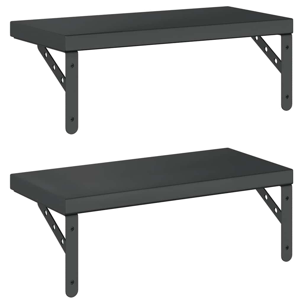 Mensole a Muro 2 pz 50x23,5 cm Nero in Acciaio Inossidabile