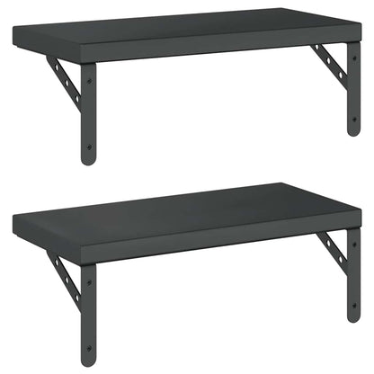 Mensole a Muro 2 pz 50x23,5 cm Nero in Acciaio Inossidabile