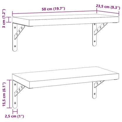 Mensole a Muro 2 pz 50x23,5 cm Nero in Acciaio Inossidabile