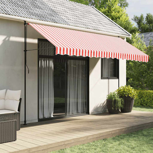 Tessuto di Ricambio per Tenda da Sole Rosso e Bianco 4x3,5 m Poliestere | homemem39