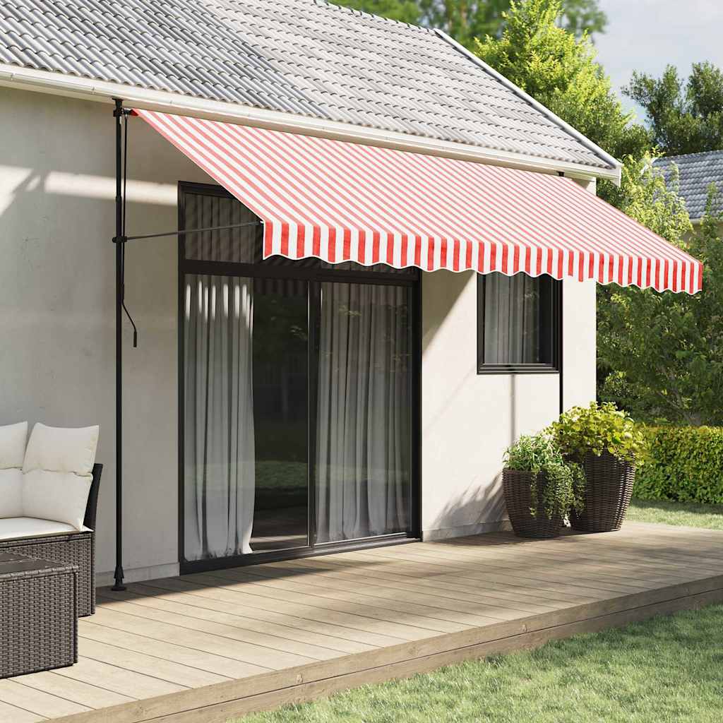Tessuto di Ricambio per Tenda da Sole Rosso e Bianco 400x350 cm