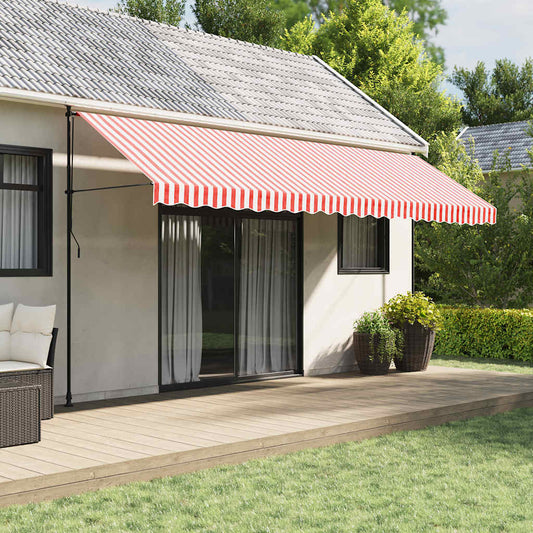 Tessuto di Ricambio per Tenda da Sole Rosso e Bianco 500x350 cm