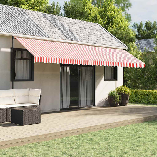 Tessuto di Ricambio per Tenda da Sole Rosso e Bianco 600x350 cm