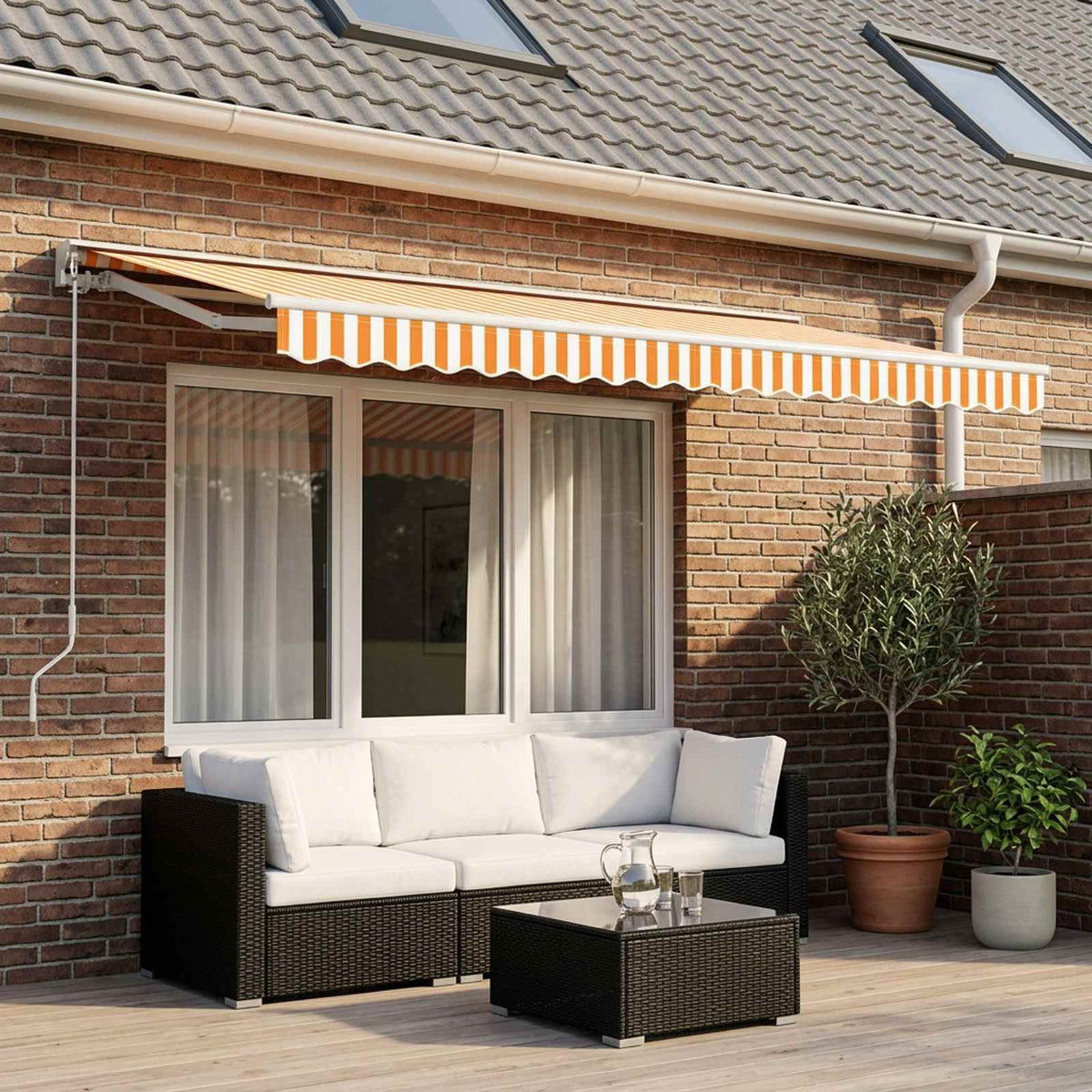 Tessuto Ricambio per Mantovana Tenda Righe Gialle Bianche 4,5 m