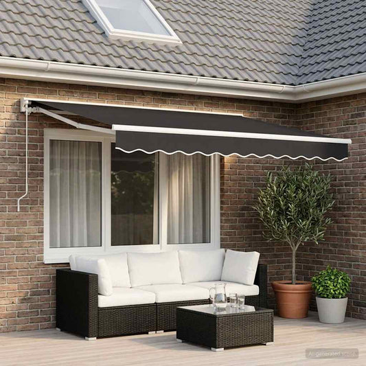 Tessuto di Ricambio per Mantovana Tenda Strisce Antracite 350cm