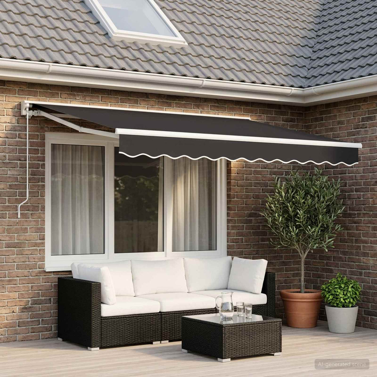 Tessuto di Ricambio per Mantovana Tenda Strisce Antracite 350cm