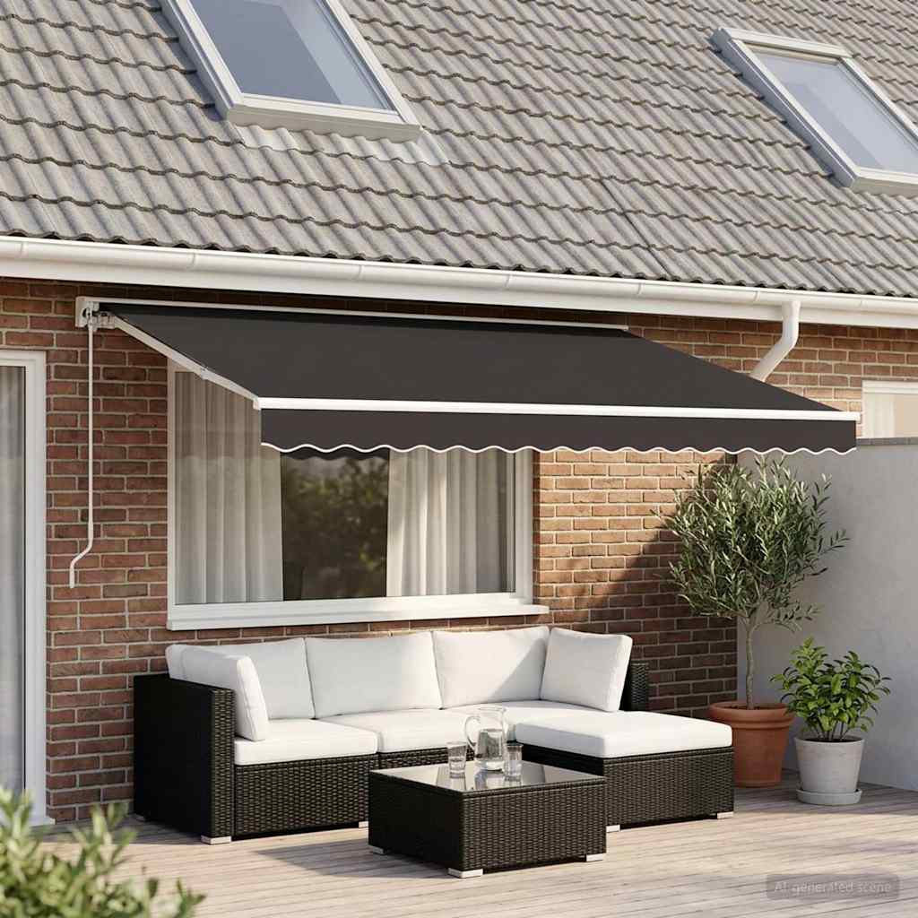 Tessuto di Ricambio per Mantovana Tenda Strisce Antracite 450cm