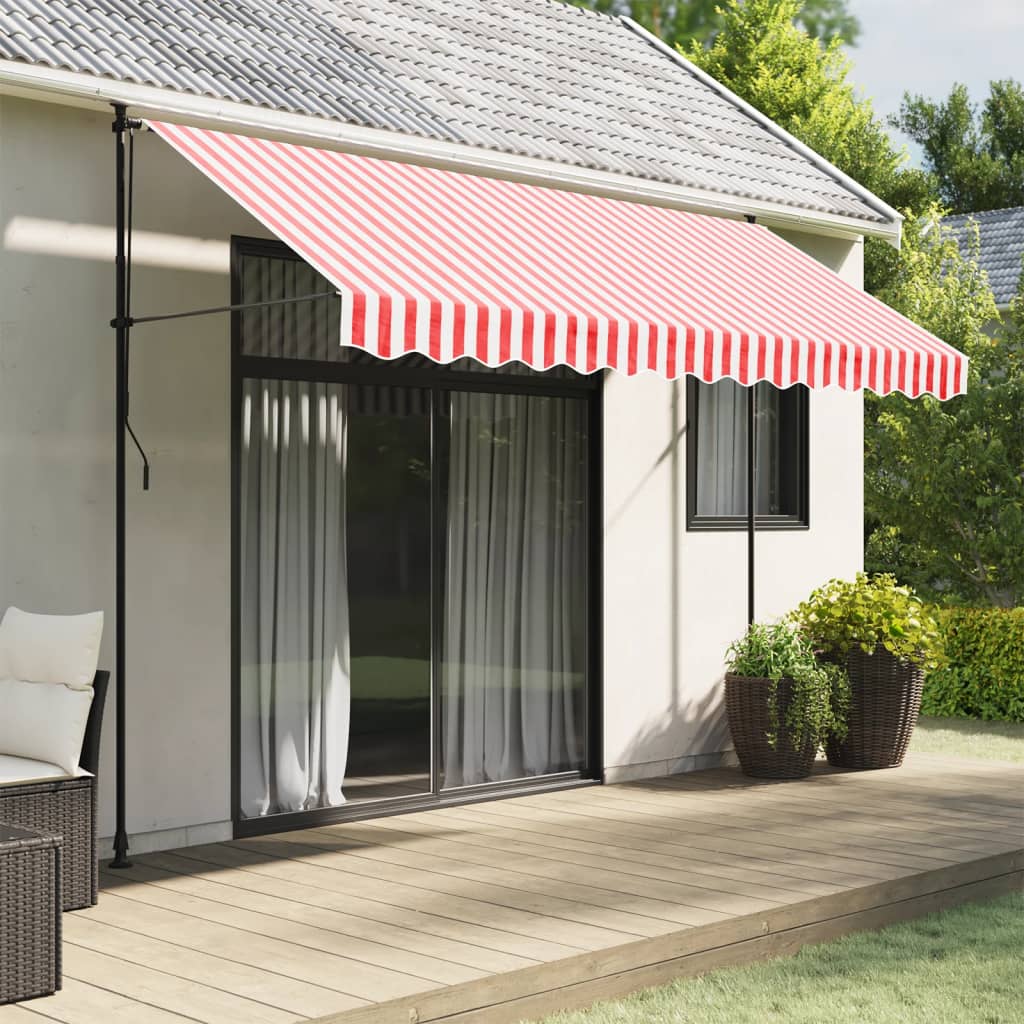Tessuto Ricambio per Mantovana Tenda Righe Rosse Bianche 3,5 m | homemem39